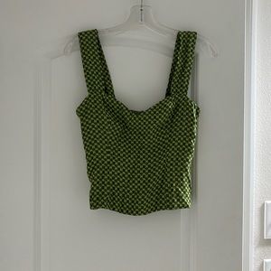 Printed Square Neckline Crop Top